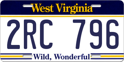 WV license plate 2RC796