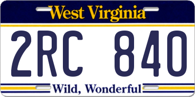 WV license plate 2RC840