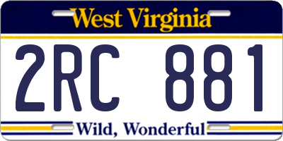 WV license plate 2RC881