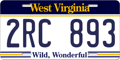 WV license plate 2RC893