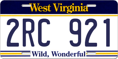 WV license plate 2RC921
