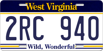 WV license plate 2RC940
