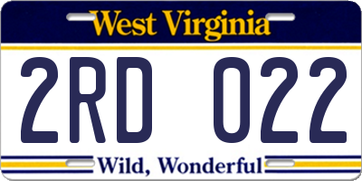 WV license plate 2RD022