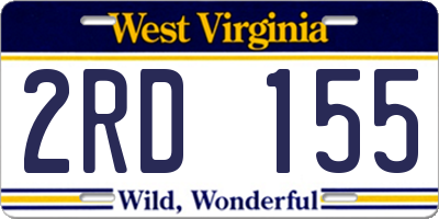 WV license plate 2RD155