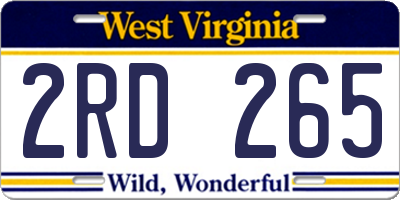 WV license plate 2RD265