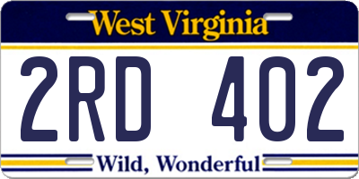 WV license plate 2RD402