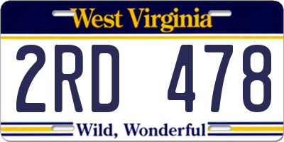 WV license plate 2RD478