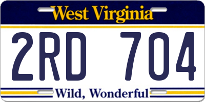WV license plate 2RD704