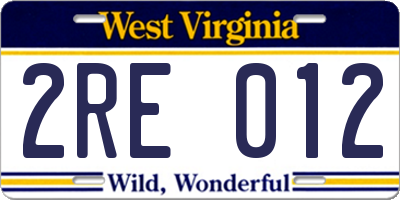 WV license plate 2RE012