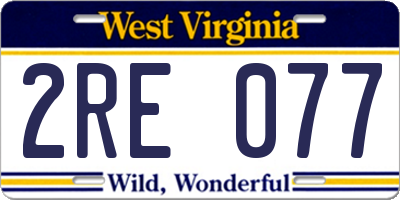 WV license plate 2RE077