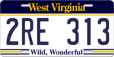 WV license plate 2RE313