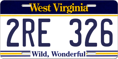 WV license plate 2RE326