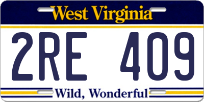 WV license plate 2RE409
