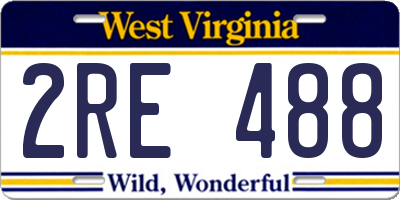 WV license plate 2RE488