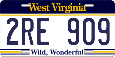WV license plate 2RE909