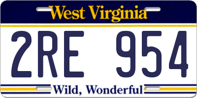 WV license plate 2RE954