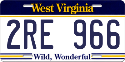 WV license plate 2RE966