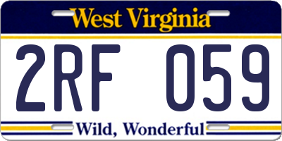 WV license plate 2RF059