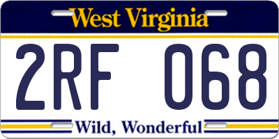 WV license plate 2RF068