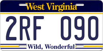 WV license plate 2RF090