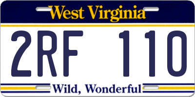 WV license plate 2RF110
