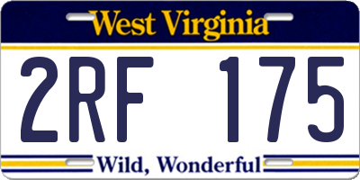 WV license plate 2RF175