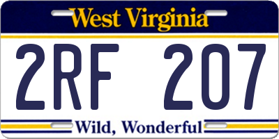 WV license plate 2RF207
