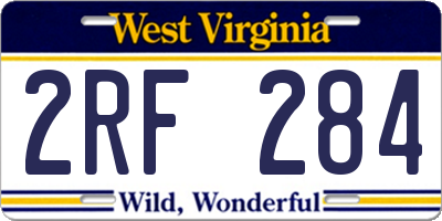 WV license plate 2RF284