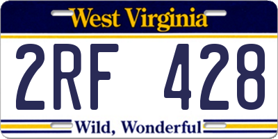 WV license plate 2RF428