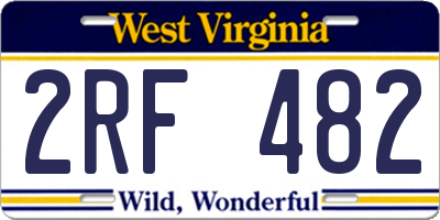 WV license plate 2RF482
