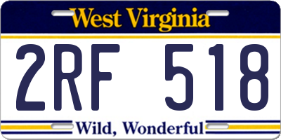WV license plate 2RF518