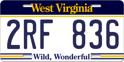 WV license plate 2RF836