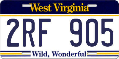 WV license plate 2RF905