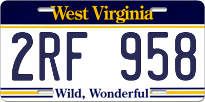 WV license plate 2RF958
