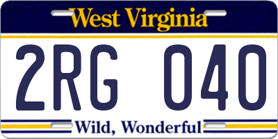 WV license plate 2RG040