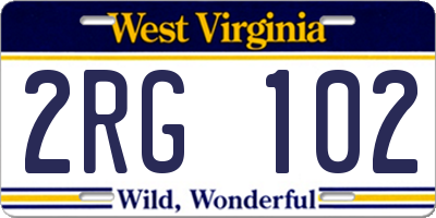 WV license plate 2RG102