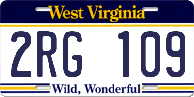WV license plate 2RG109