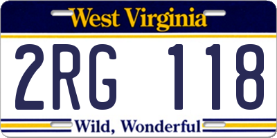 WV license plate 2RG118