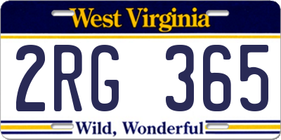 WV license plate 2RG365