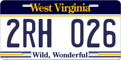 WV license plate 2RH026