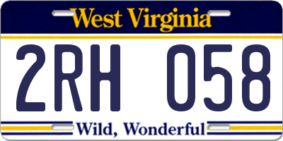 WV license plate 2RH058