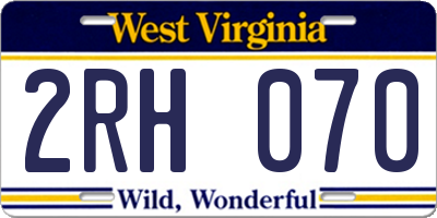WV license plate 2RH070