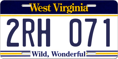 WV license plate 2RH071