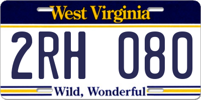 WV license plate 2RH080