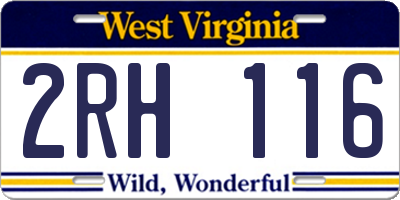 WV license plate 2RH116