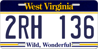 WV license plate 2RH136