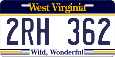 WV license plate 2RH362