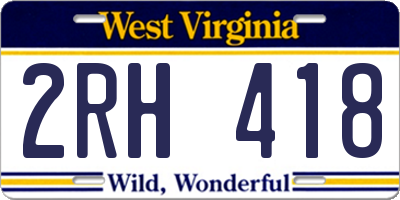 WV license plate 2RH418