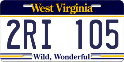 WV license plate 2RI105