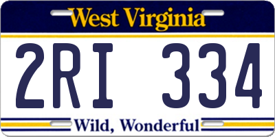 WV license plate 2RI334